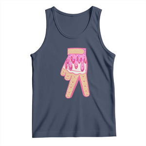Pink Ice Cream Baseball Glove Sprinkles Drip Tank Top Funny V Sign TS02 Navy Print Your Wear