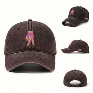 Pink Ice Cream Baseball Glove Sprinkles Drip Washed Cotton Baseball Cap Funny V Sign TS02 Washed Cap Universal Fit Dark Brown Print Your Wear