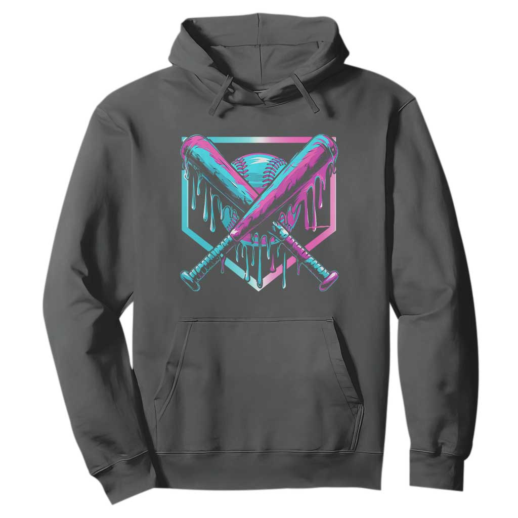 Baseball Drip Ice Cream Dripping Hoodie TS02 Dark Heather Print Your Wear