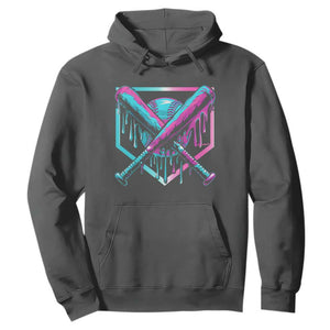 Baseball Drip Ice Cream Dripping Hoodie TS02 Dark Heather Print Your Wear