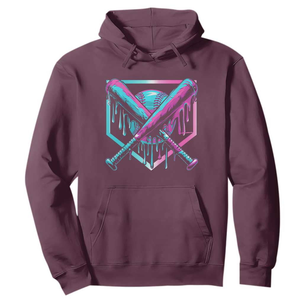 Baseball Drip Ice Cream Dripping Hoodie TS02 Maroon Print Your Wear
