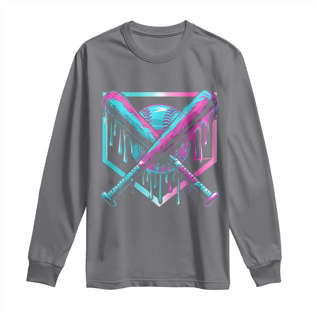 Baseball Drip Ice Cream Dripping Long Sleeve Shirt TS02 Charcoal Print Your Wear
