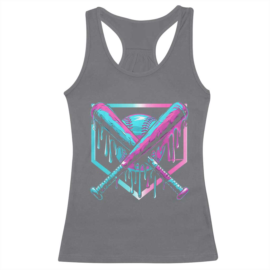 Baseball Drip Ice Cream Dripping Racerback Tank Top TS02 Charcoal Print Your Wear