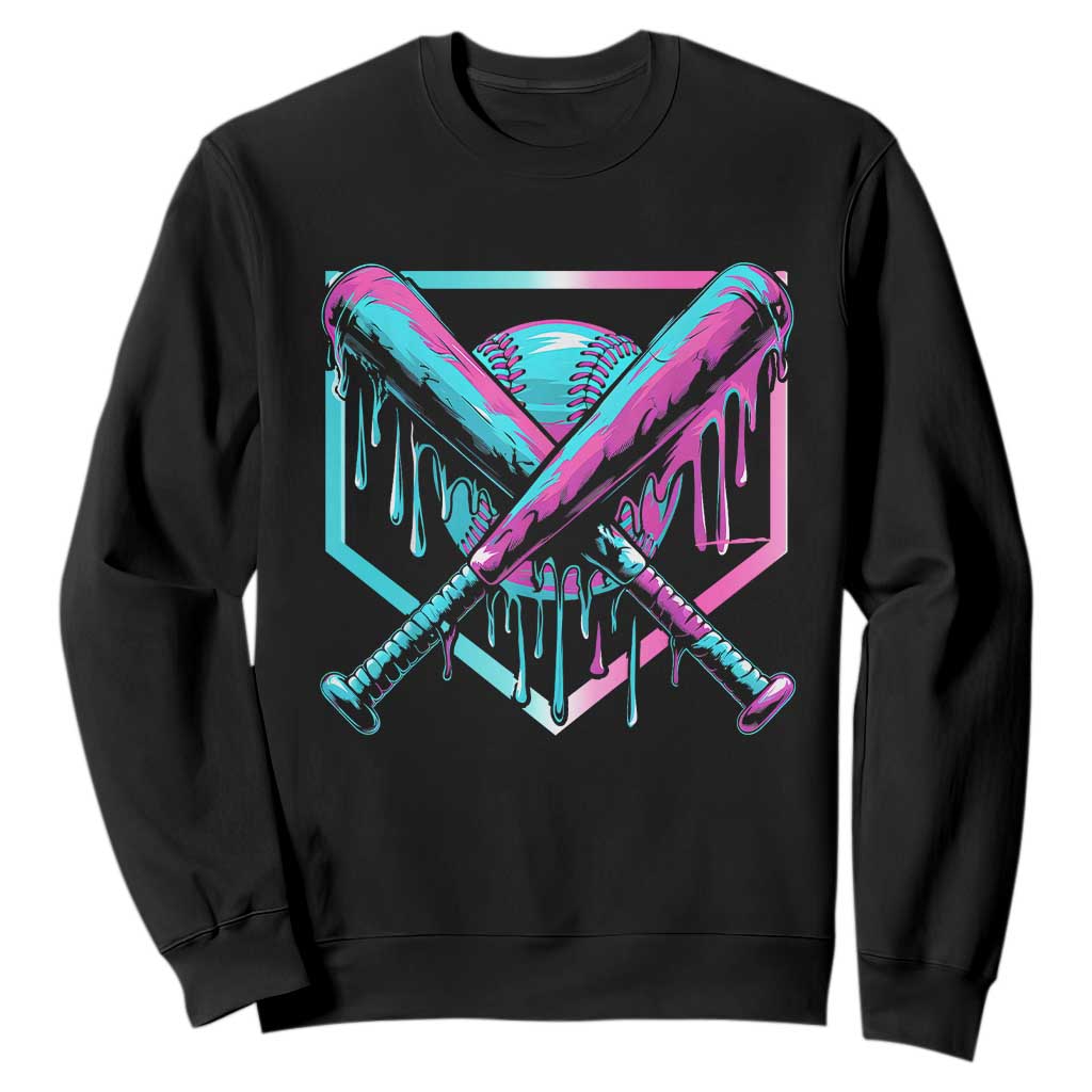 Baseball Drip Ice Cream Dripping Sweatshirt TS02 Black Print Your Wear