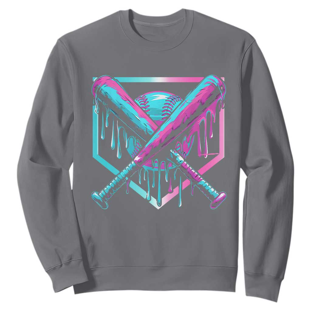 Baseball Drip Ice Cream Dripping Sweatshirt TS02 Charcoal Print Your Wear