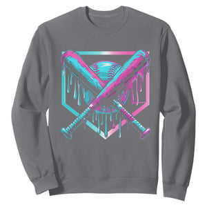 Baseball Drip Ice Cream Dripping Sweatshirt TS02 Charcoal Print Your Wear