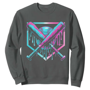 Baseball Drip Ice Cream Dripping Sweatshirt TS02 Dark Heather Print Your Wear