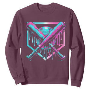 Baseball Drip Ice Cream Dripping Sweatshirt TS02 Maroon Print Your Wear