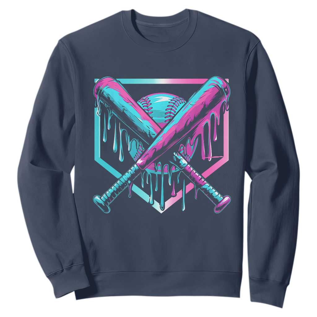 Baseball Drip Ice Cream Dripping Sweatshirt TS02 Navy Print Your Wear