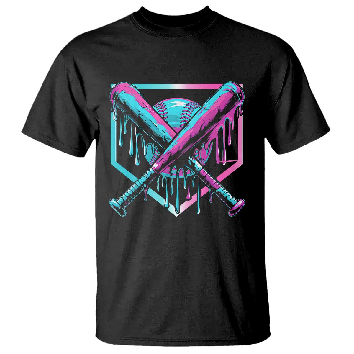 Baseball Drip Ice Cream Dripping T Shirt TS02 Black Print Your Wear