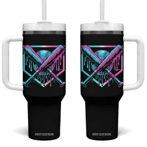 Baseball Drip Ice Cream Dripping Tumbler With Handle TS02 One Size: 40 oz Black Print Your Wear