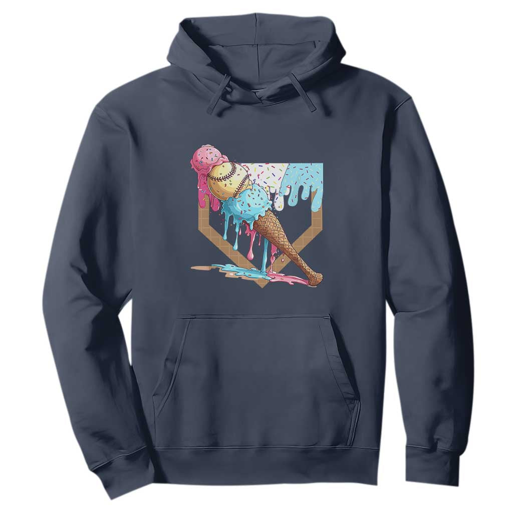 Baseball Home Ice Cream Dripping Hoodie TS02 Navy Print Your Wear