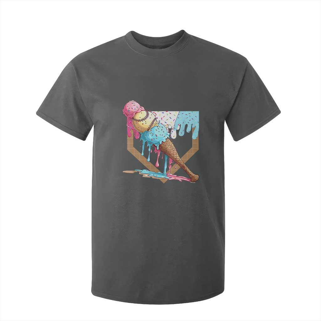 Baseball Home Ice Cream Dripping T Shirt For Kid TS02 Dark Heather Print Your Wear