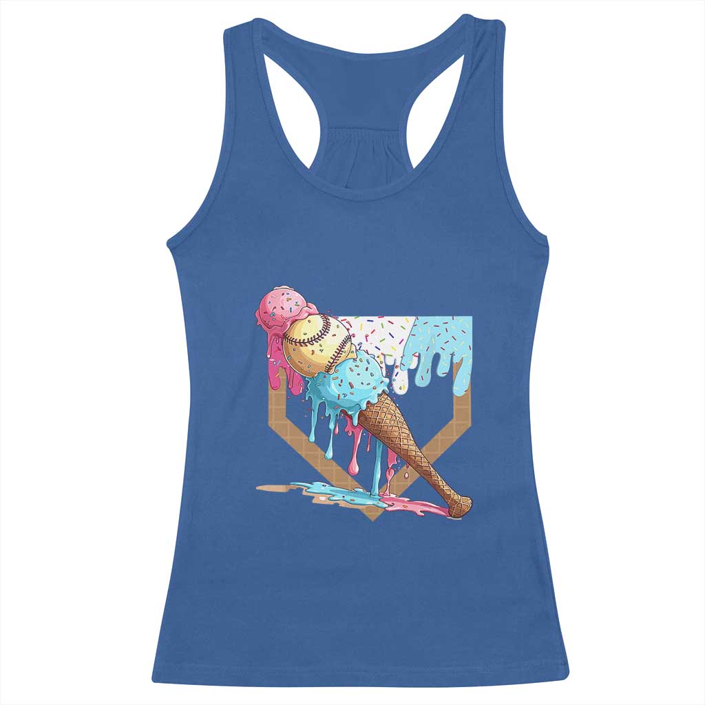 Baseball Home Ice Cream Dripping Racerback Tank Top TS02 Royal Blue Print Your Wear
