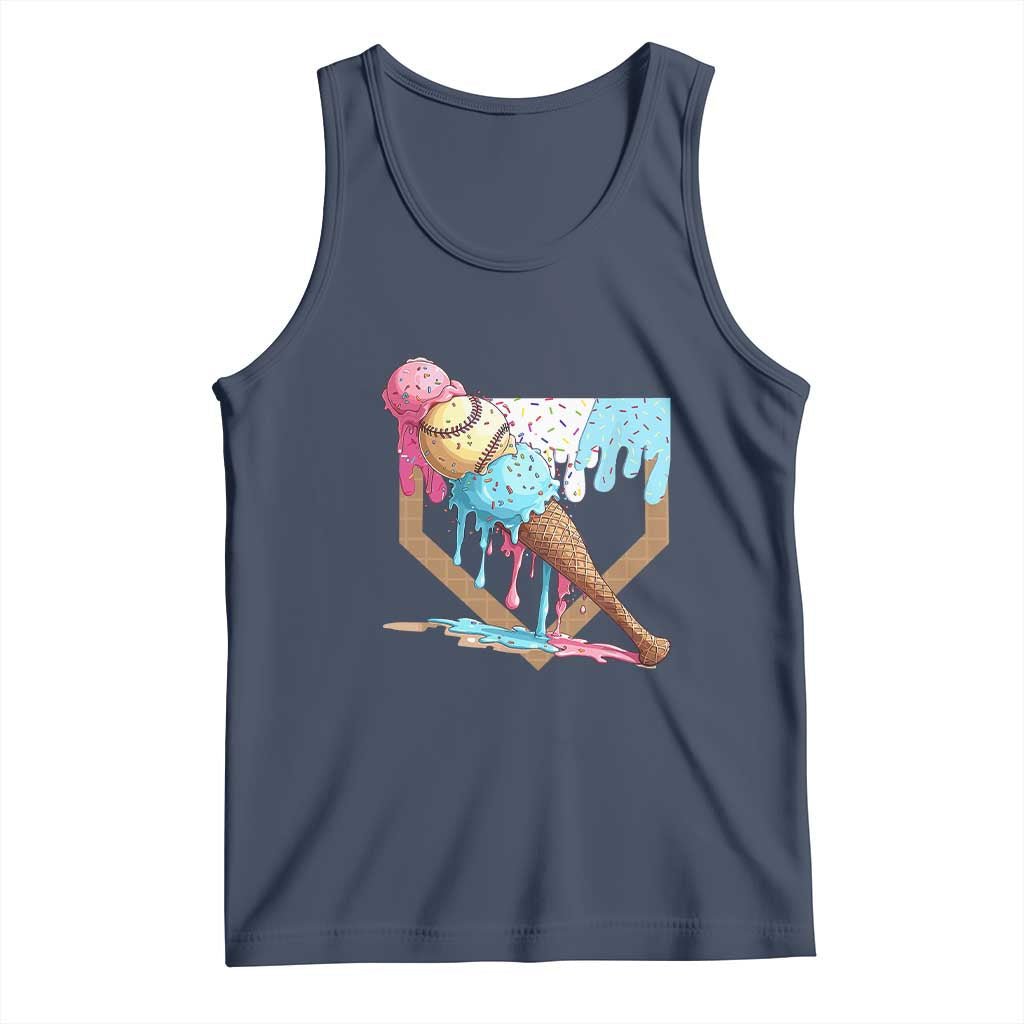 Baseball Home Ice Cream Dripping Tank Top TS02 Navy Print Your Wear