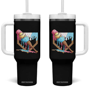 Baseball Home Ice Cream Dripping Tumbler With Handle TS02 One Size: 40 oz Black Print Your Wear