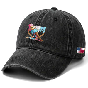 Baseball Home Ice Cream Dripping Washed Cotton Baseball Cap TS02 Print Your Wear