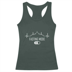 Happy Ramadan Islamic Racerback Tank Top Fasting Mode Is On Muslim TS02 Dark Forest Green Print Your Wear