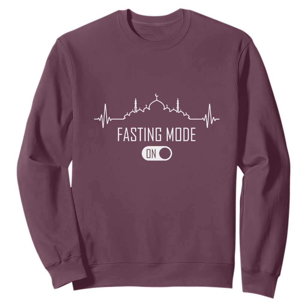 Happy Ramadan Islamic Sweatshirt Fasting Mode Is On Muslim TS02 Maroon Print Your Wear