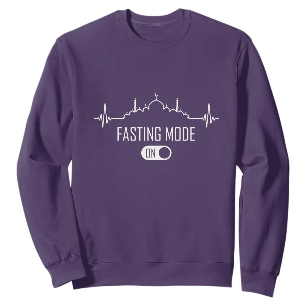 Happy Ramadan Islamic Sweatshirt Fasting Mode Is On Muslim TS02 Purple Print Your Wear
