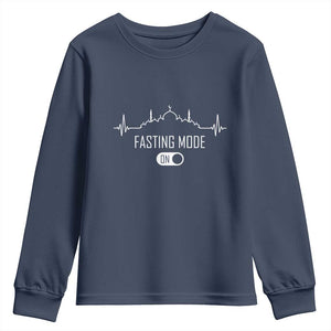 Happy Ramadan Islamic Youth Sweatshirt Fasting Mode Is On Muslim TS02 Navy Print Your Wear