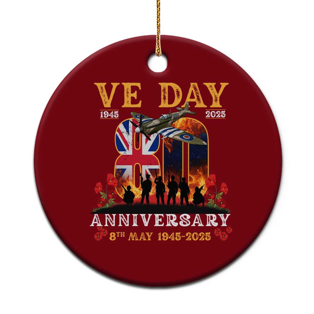 VE Day 80th Anniversary Ceramic Ornament 2025 Celebration Union Flag WWII Remembrance TS02 1pc Red Print Your Wear