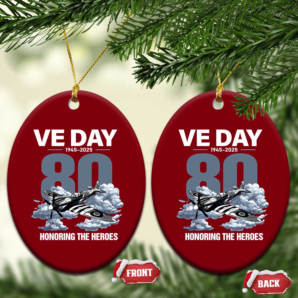 VE Day 80th Anniversary Ceramic Ornament 2025 Celebration WWII Remembrance Retro TS02 Print Your Wear