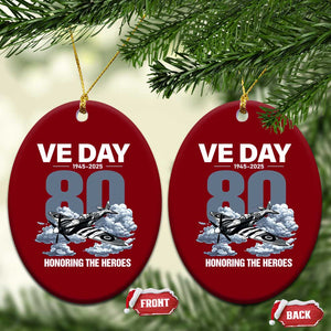 VE Day 80th Anniversary Ceramic Ornament 2025 Celebration WWII Remembrance Retro TS02 Print Your Wear