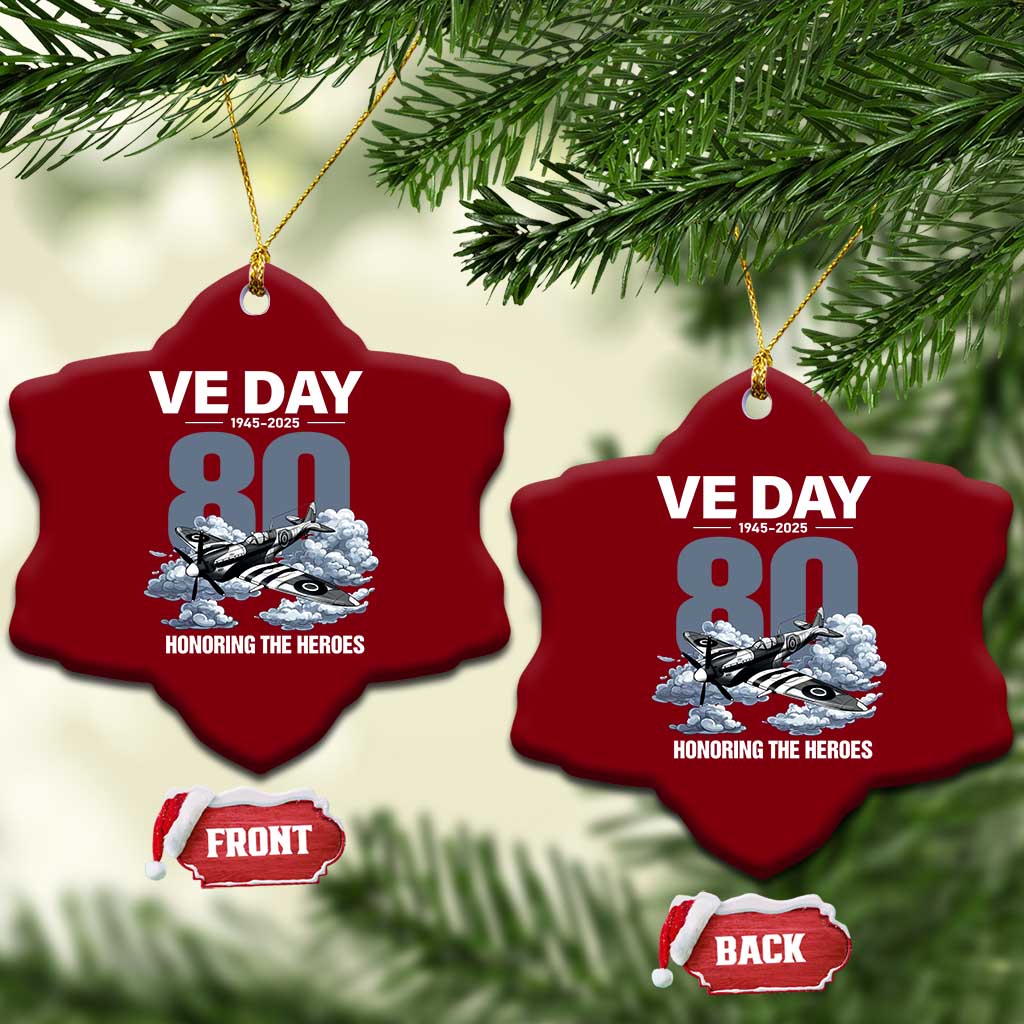 VE Day 80th Anniversary Ceramic Ornament 2025 Celebration WWII Remembrance Retro TS02 Print Your Wear