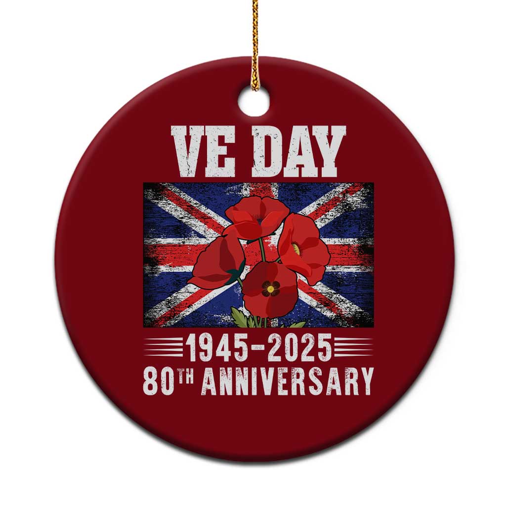 VE Day 80th Anniversary Ceramic Ornament 2025 Celebration Union Flag Poppies WWII Remembrance TS02 1pc Red Print Your Wear