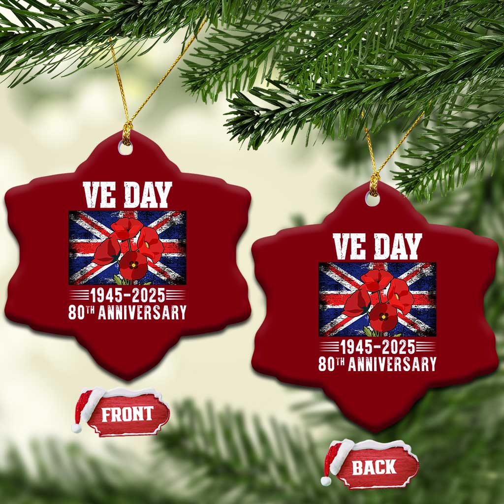 VE Day 80th Anniversary Ceramic Ornament 2025 Celebration Union Flag Poppies WWII Remembrance TS02 Print Your Wear