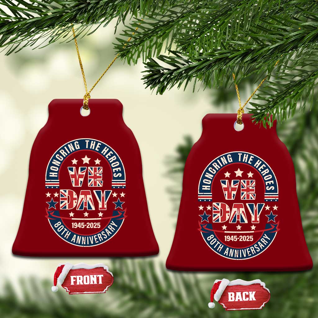 VE Day 80th Anniversary Ceramic Ornament 2025 Patriotic WWII Remembrance Vintage TS02 Print Your Wear