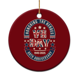 VE Day 80th Anniversary Ceramic Ornament 2025 Patriotic WWII Remembrance Vintage TS02 1pc Red Print Your Wear