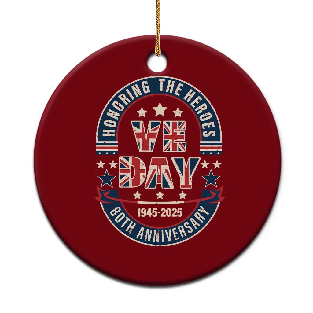 VE Day 80th Anniversary Ceramic Ornament 2025 Patriotic WWII Remembrance Vintage TS02 1pc Red Print Your Wear