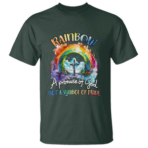 God's Promise T Shirt Rainbow A Promise Of God Not A Symbol Of Pride TS02 Dark Forest Green Printyourwear