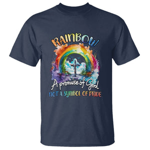 God's Promise T Shirt Rainbow A Promise Of God Not A Symbol Of Pride TS02 Navy Printyourwear