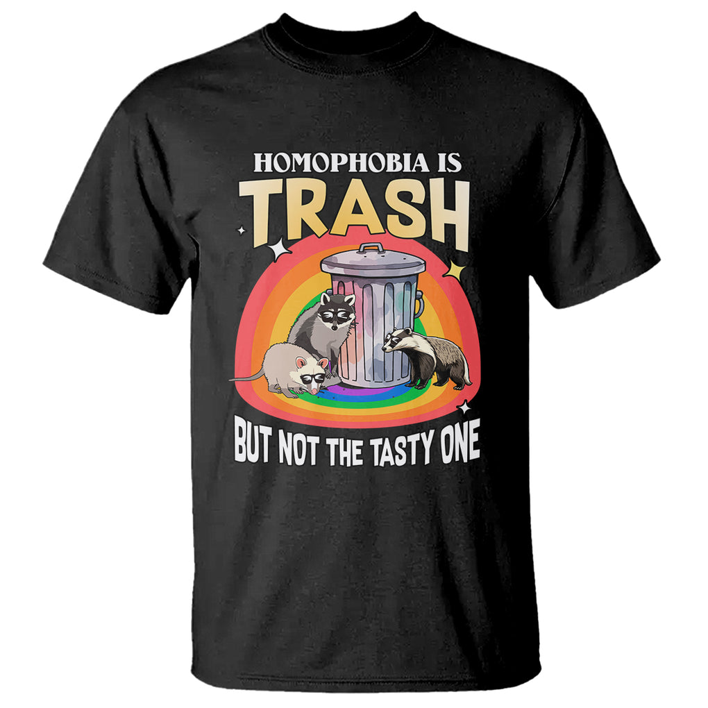 Sarcastic LGBT T Shirt Homophobia Is Trash Gay Pride Raccoon Opossum Ally TS02 White Printyourwear