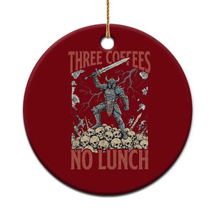 Funny Coffee Lover Fantasy Knight Graphic Ceramic Ornament Three Coffees No Lunch Work Humor Dark Fantasy Parody TS02 1pc Red Print Your Wear