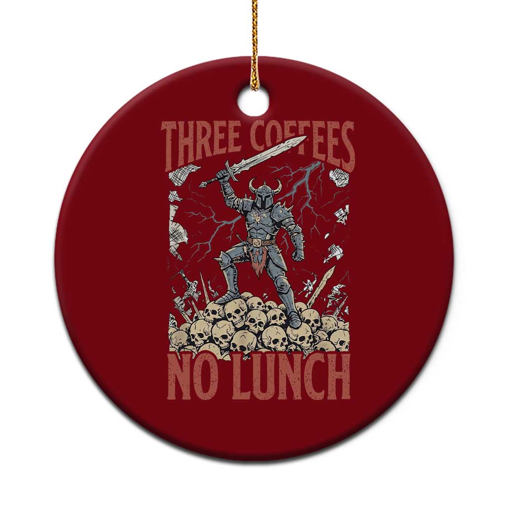 Funny Coffee Lover Fantasy Knight Graphic Ceramic Ornament Three Coffees No Lunch Work Humor Dark Fantasy Parody TS02 1pc Red Print Your Wear