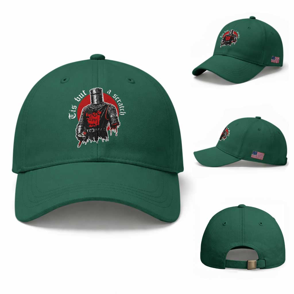 Funny One Arm Knight Medieval Baseball Cap Tis But A Scratch Classic Dark Humor Parody TS02 Baseball Cap Universal Fit Irish Green Print Your Wear