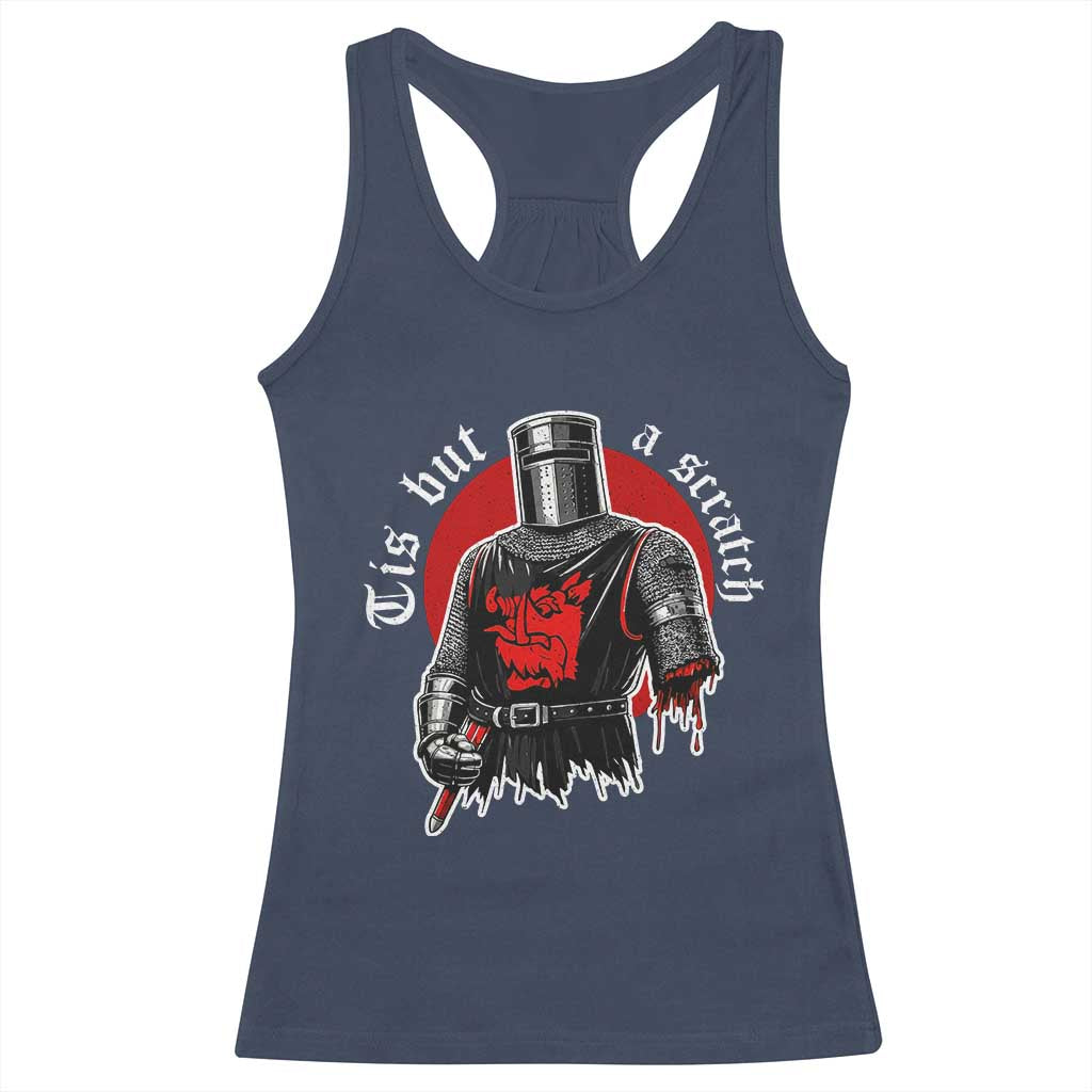 Funny One Arm Knight Medieval Racerback Tank Top Tis But A Scratch Classic Dark Humor Parody TS02 Navy Print Your Wear