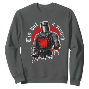 Funny One Arm Knight Medieval Sweatshirt Tis But A Scratch Classic Dark Humor Parody TS02 Dark Heather Print Your Wear
