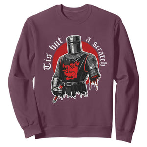 Funny One Arm Knight Medieval Sweatshirt Tis But A Scratch Classic Dark Humor Parody TS02 Maroon Print Your Wear