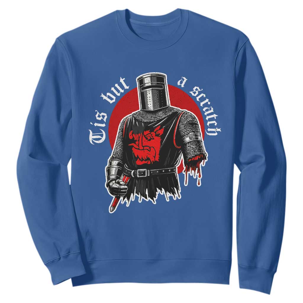Funny One Arm Knight Medieval Sweatshirt Tis But A Scratch Classic Dark Humor Parody TS02 Royal Blue Print Your Wear