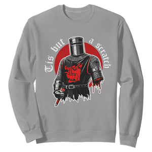 Funny One Arm Knight Medieval Sweatshirt Tis But A Scratch Classic Dark Humor Parody TS02 Sport Gray Print Your Wear