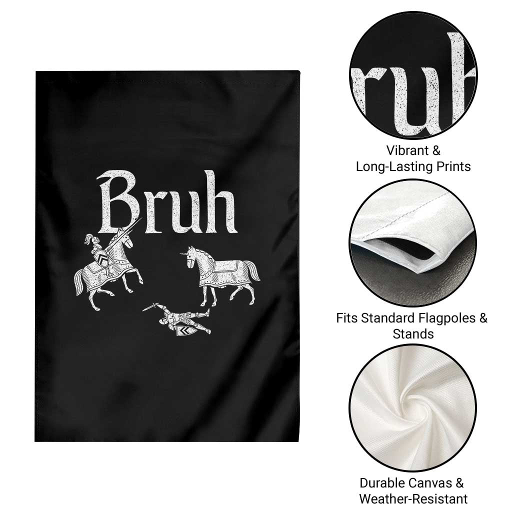 Funny Bruh Medieval Jousting Fallen Knight Graphic Garden Flag Sarcastic Renaissance Faire Meme TS02 Print Your Wear
