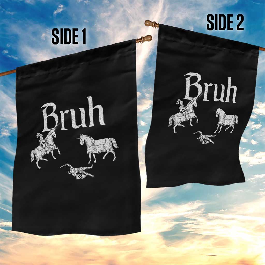 Funny Bruh Medieval Jousting Fallen Knight Graphic Garden Flag Sarcastic Renaissance Faire Meme TS02 Print Your Wear