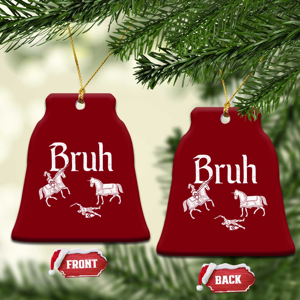 Funny Bruh Medieval Jousting Fallen Knight Graphic Ceramic Ornament Sarcastic Renaissance Faire Meme TS02 Print Your Wear