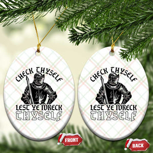 Funny Medieval Hip Hop Old English Parody Ceramic Ornament Check Thyself Lest Ye Wreck Thyself TS02 Print Your Wear