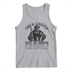 Funny Medieval Hip Hop Old English Parody Tank Top Check Thyself Lest Ye Wreck Thyself TS02 Athletic Heather Print Your Wear